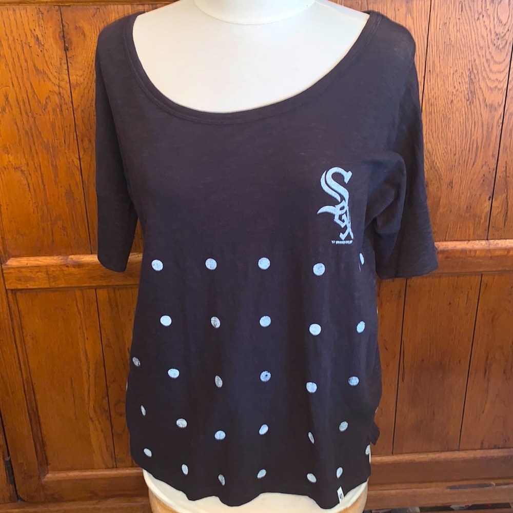 NWOT Chicago WHITE SOX Black Top with White Polka Dots